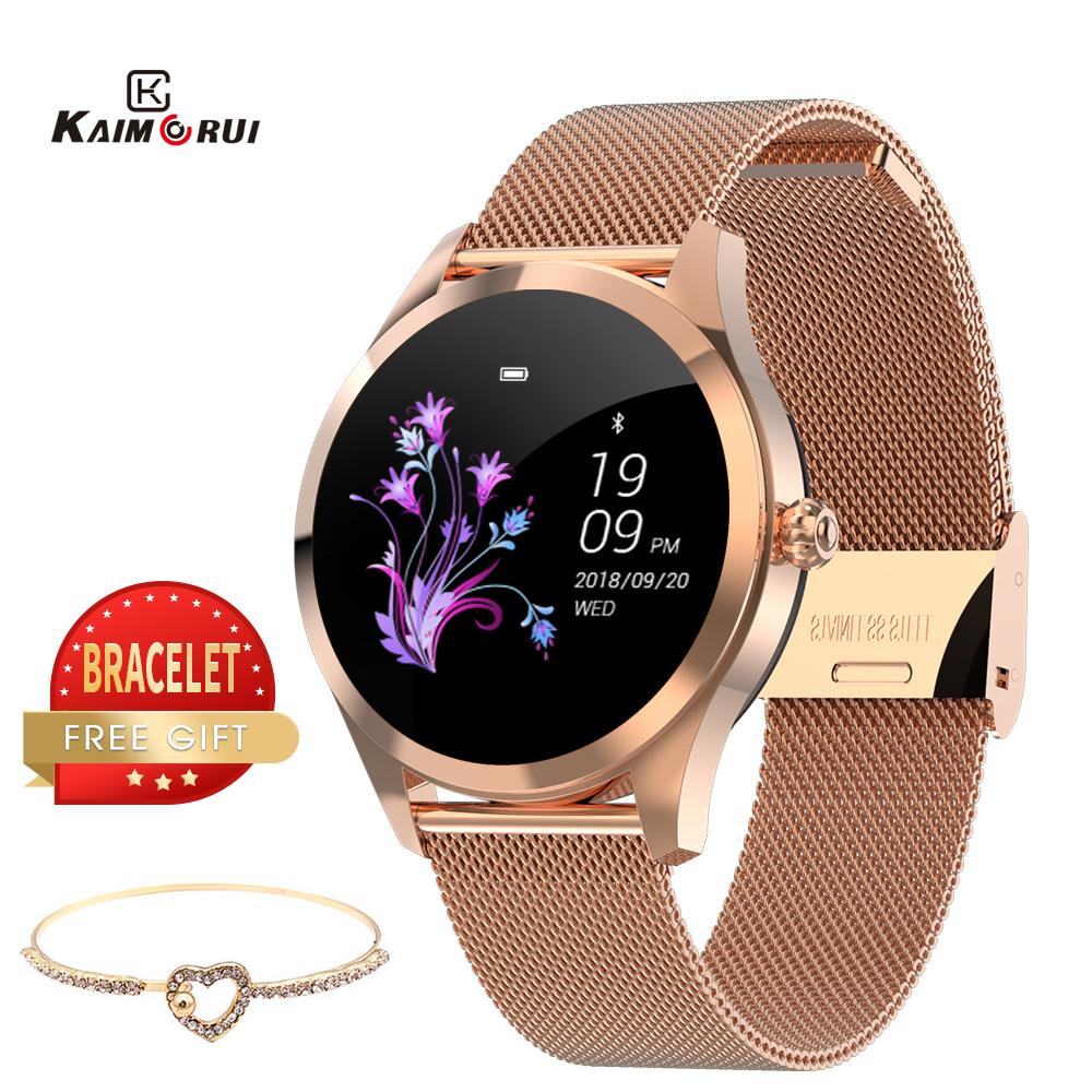 2019 New Smart Watch Women KW10 Heart Rate Bluetooth Smart Watch IP68 Waterproof Smartwatches Physiological Cycle Watch for IOS