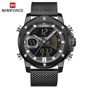 NAVIFORCE Mens Sport Watches Luxury Gold Quartz Steel Strap Waterproof Military Digital Wrist Watch Clock Relogio Masculino 2020