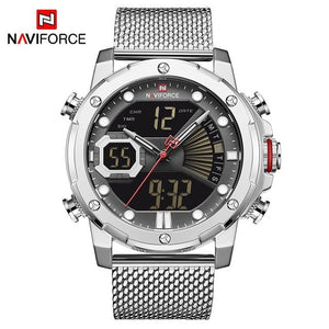 NAVIFORCE Mens Sport Watches Luxury Gold Quartz Steel Strap Waterproof Military Digital Wrist Watch Clock Relogio Masculino 2020