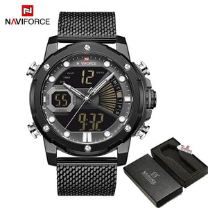 NAVIFORCE Mens Sport Watches Luxury Gold Quartz Steel Strap Waterproof Military Digital Wrist Watch Clock Relogio Masculino 2020