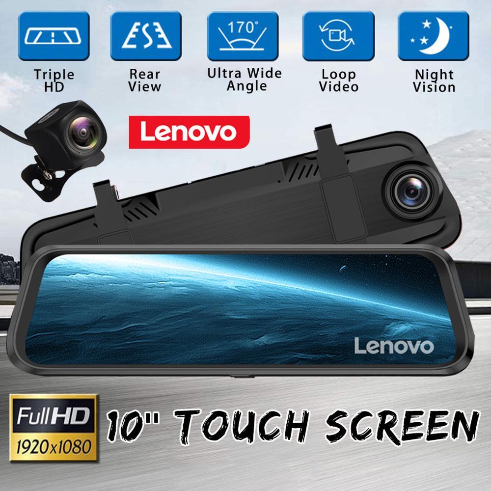 10'' Original Lenovo Streaming Media Car DVR Rear View Mirror With 16GB TF Card Dash Cam HD IPS Touch Screen Night Vision Camera