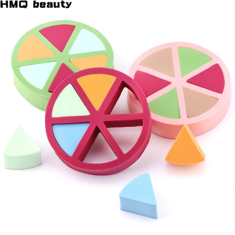 6Pcs Triangle shaped Colorful sponge puff makeup sponge Soft Magic Face Cleaning Cosmetic Puff Beauty Makeup Tool Blender