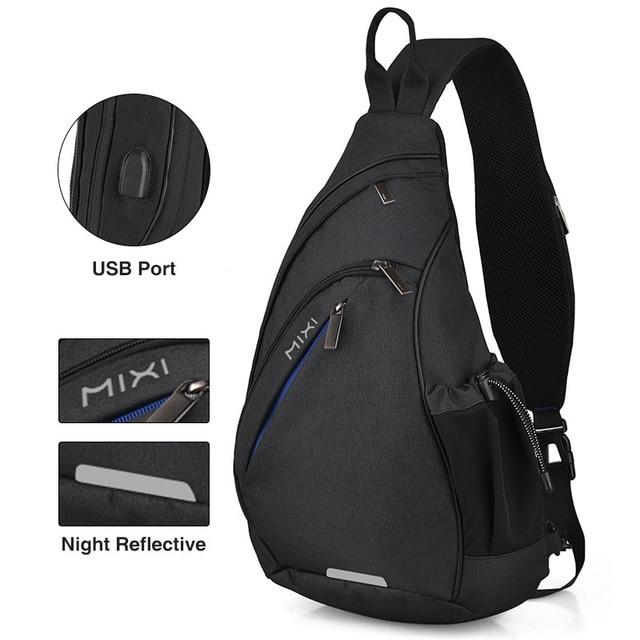 Mixi Men One Shoulder Backpack Women Sling Bag USB Boys Cycling Sports Travel Versatile Fashion Bag Student School University