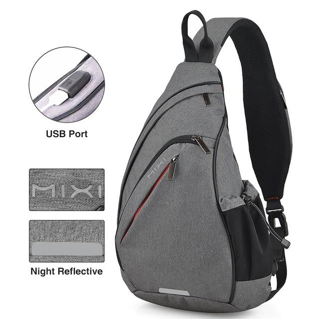 Mixi Men One Shoulder Backpack Women Sling Bag USB Boys Cycling Sports Travel Versatile Fashion Bag Student School University