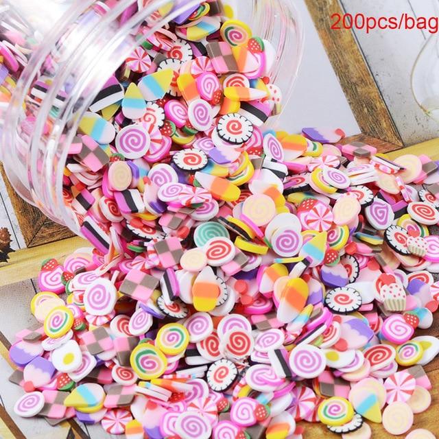 200pcs/bag Soft Pottery Addition Soft Fimo Fruit Slices For Slime Fluffy Lizun DIY Mobile Supplies Slime Accessories Children