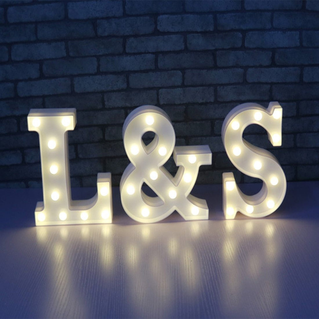 Hanging Decor A-Z 26 Letters White LED Night Light Marquee Sign Alphabet Lamp For Birthday Wedding Party Bedroom Wall