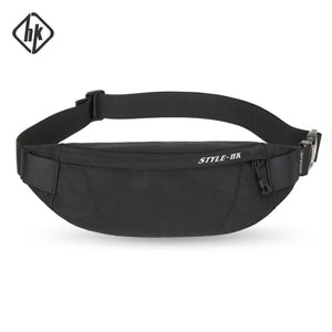 Hk Fanny Pack Black Waterproof Money Belt Bag Men Purse Teenager's Travel Wallet Belt Male Waist Bags Cigarette Case for Phone