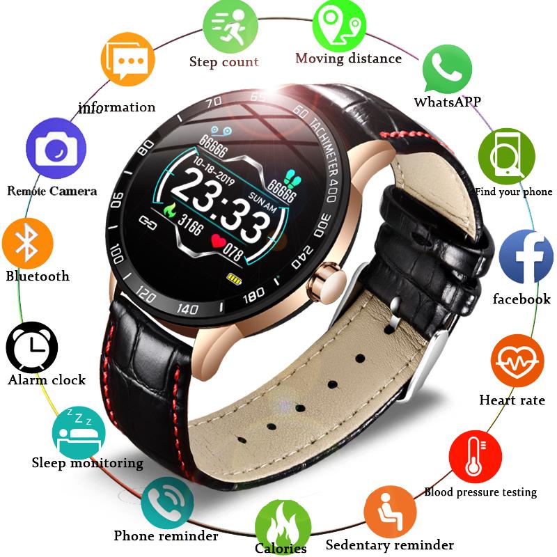 LIGE 2020 New Smart Watch Men Heart Rate Blood Pressure Sport Multifunctional Smartwatch Waterproof Leather Man Watch Pedometer