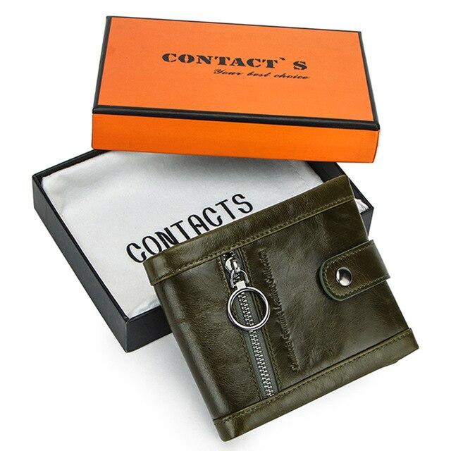 Contact's Small Women Genuine Leather Wallet Red Femal Card Wallets Zipper Coin Purse Pocket Mini Wallet Portfel Girlfriend Gift