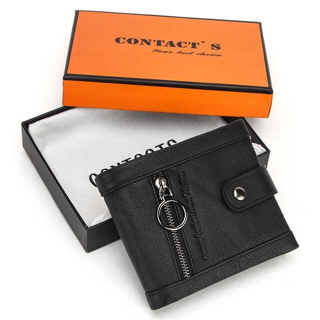 Contact's Small Women Genuine Leather Wallet Red Femal Card Wallets Zipper Coin Purse Pocket Mini Wallet Portfel Girlfriend Gift