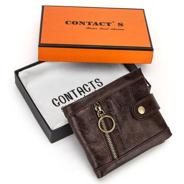 Contact's Small Women Genuine Leather Wallet Red Femal Card Wallets Zipper Coin Purse Pocket Mini Wallet Portfel Girlfriend Gift