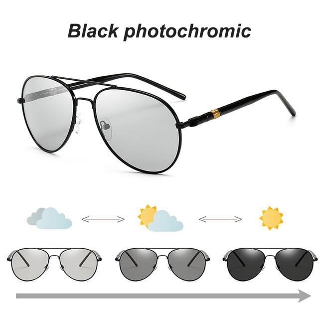 Photochromic Sunglasses Men Polarized Aviation Sunglasses Driving Sun Glasses Men UV400 High Quality Retro Metal Frame Sunglass