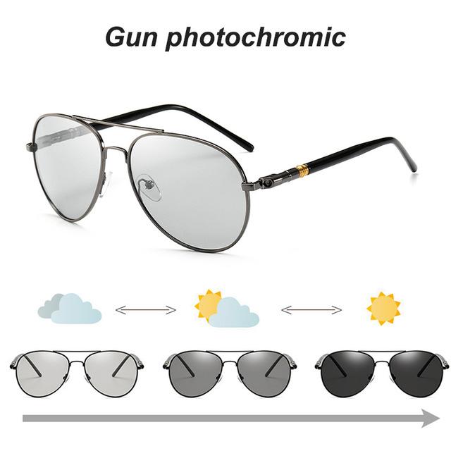 Photochromic Sunglasses Men Polarized Aviation Sunglasses Driving Sun Glasses Men UV400 High Quality Retro Metal Frame Sunglass