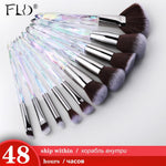 FLD 10Pcs Crystal Makeup Brushes Set Powder Foundation Fan Brush Eye Shadow Eyebrow Professional Blush Makeup Brush Tools