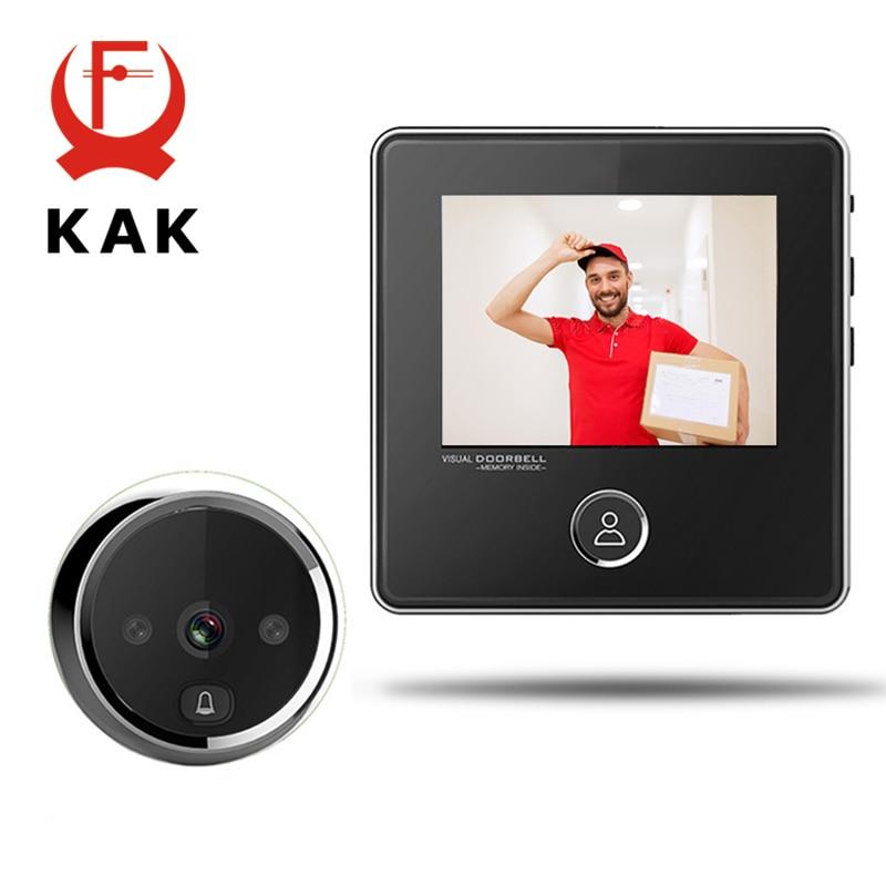 KAK 3" LCD Screen Electronic Door Viewer Bell IR Night Door Camera Photo Recording Digital Door Viewer Smart Peephole Doorbell