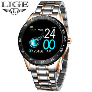 LIGE 2020 New Smart Watch Men LED Screen Heart Rate Monitor Blood Pressure Fitness tracker Sport Watch waterproof Smartwatch+Box