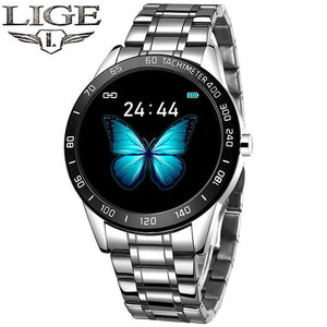 LIGE 2020 New Smart Watch Men LED Screen Heart Rate Monitor Blood Pressure Fitness tracker Sport Watch waterproof Smartwatch+Box