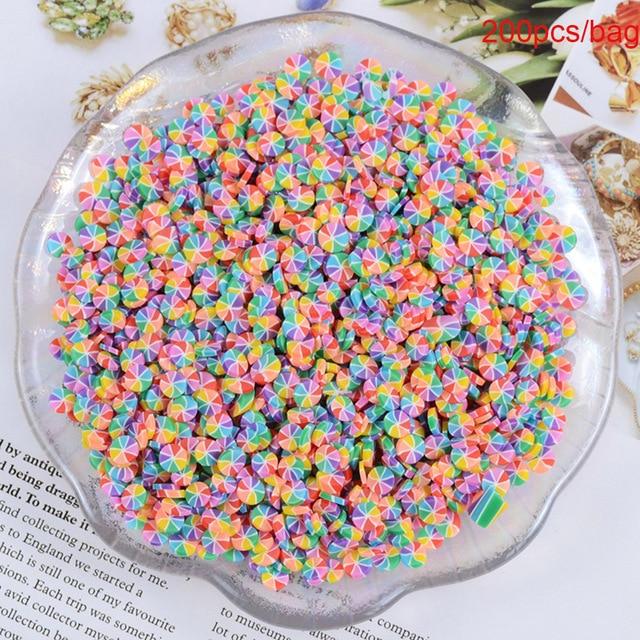 200pcs/bag Soft Pottery Addition Soft Fimo Fruit Slices For Slime Fluffy Lizun DIY Mobile Supplies Slime Accessories Children