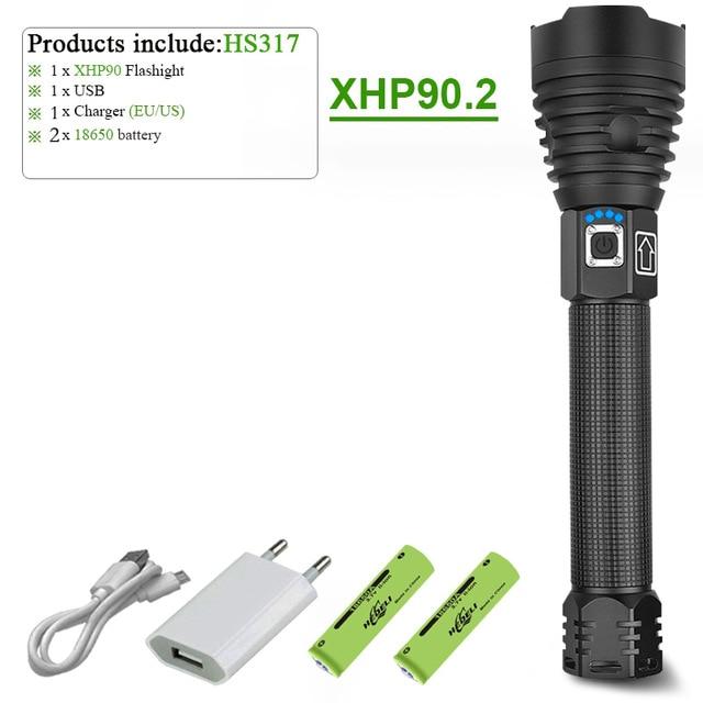 300000 lumen xhp90.2 most powerful led flashlight usb rechargeable torch xhp90 xhp50 xhp70 hand lamp 18650 Tactical flashlights