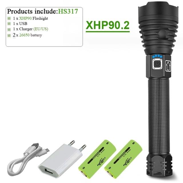 300000 lumen xhp90.2 most powerful led flashlight usb rechargeable torch xhp90 xhp50 xhp70 hand lamp 18650 Tactical flashlights