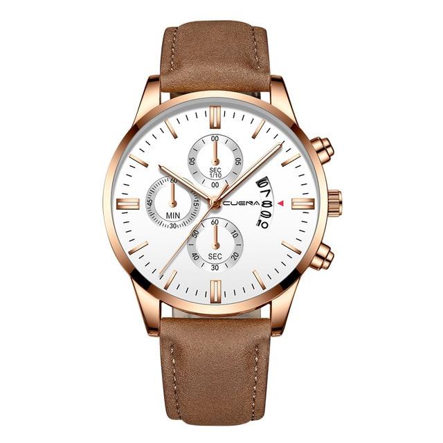 2019 Relogio Masculino Watches Men Fashion Sport Stainless Steel Case Leather Band Watch Quartz Business Wristwatch Reloj Hombre