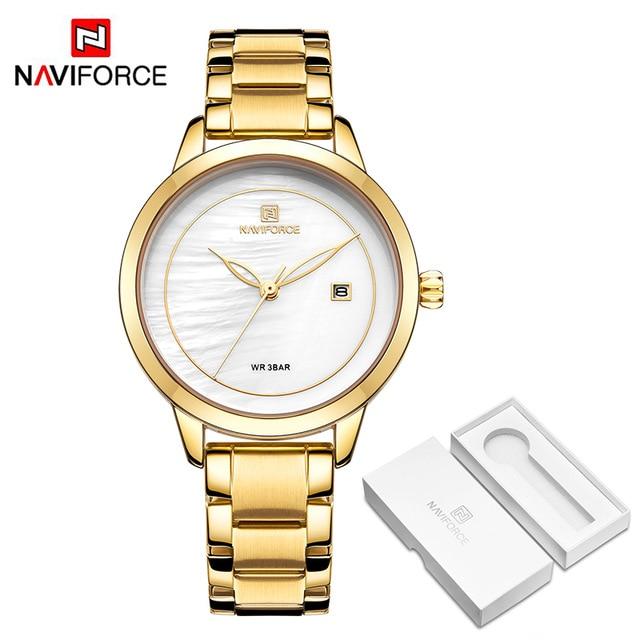 Luxury Brand NAVIFORCE Rose Gold Watches For Women Quartz Wristwatches Fashion Ladies Bracelet Clock Watch Relogio Feminino 2019