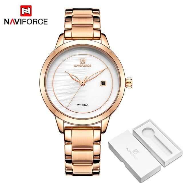 Luxury Brand NAVIFORCE Rose Gold Watches For Women Quartz Wristwatches Fashion Ladies Bracelet Clock Watch Relogio Feminino 2019