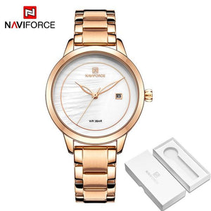 Luxury Brand NAVIFORCE Rose Gold Watches For Women Quartz Wristwatches Fashion Ladies Bracelet Clock Watch Relogio Feminino 2019