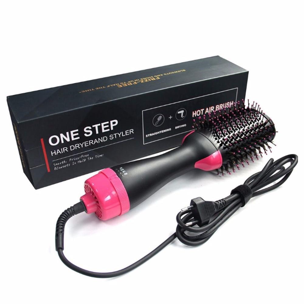 Electric Professional Hair Dryer Comb Infrared Negative Ion Hot Air Comb Straight Curling Hair Comb Hairdryer