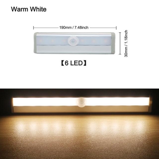 6/10 LEDs PIR LED Motion Sensor Light Cupboard Wardrobe Bed Lamp LED Under Cabinet Night Light For Closet Stairs Kitchen