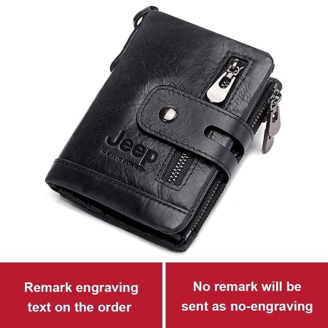 Free Engraving 100% Genuine Leather Men Wallet Coin Purse Small Mini Card Holder Chain PORTFOLIO Portomonee Male Walet Pocket