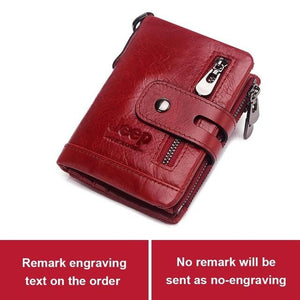 Free Engraving 100% Genuine Leather Men Wallet Coin Purse Small Mini Card Holder Chain PORTFOLIO Portomonee Male Walet Pocket