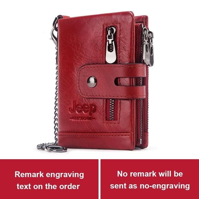 Free Engraving 100% Genuine Leather Men Wallet Coin Purse Small Mini Card Holder Chain PORTFOLIO Portomonee Male Walet Pocket