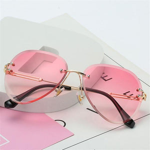 Oulylan Rimless Sunglasses Women Brand Designer Sun Glasses Gradient Shades Cutting Lens Ladies Frameless Metal Eyeglasses UV400