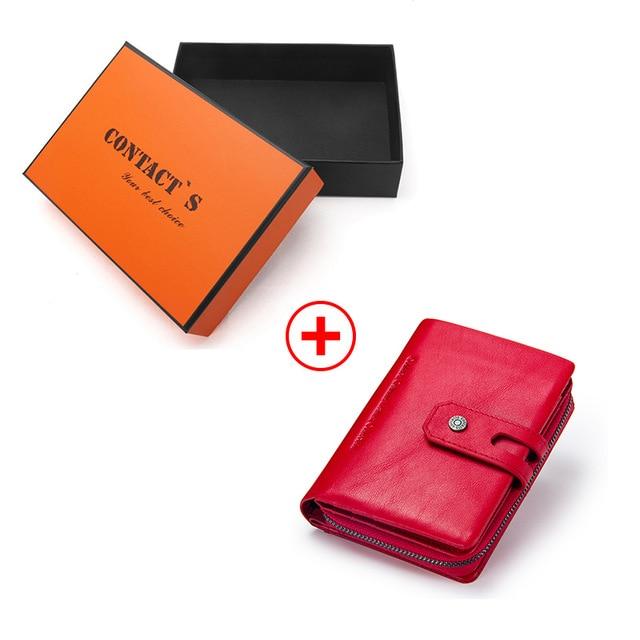 Contacts's 2020 Women Short Wallets Genuine Leather Woman Wallet Zipper Coin Purse With Card Holder Money Bags Large Capacity