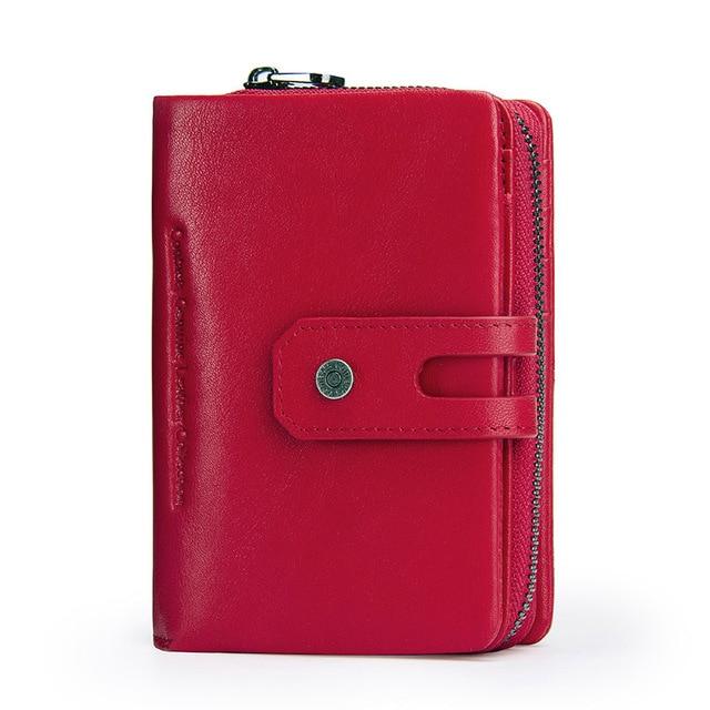 Contacts's 2020 Women Short Wallets Genuine Leather Woman Wallet Zipper Coin Purse With Card Holder Money Bags Large Capacity