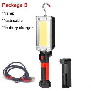 LED Work Lamp COB USB Rechargeable 7000 Lumen Handle Flashlight Hook Loop Magnet Portable Working Lantern Outdoor Glare Light