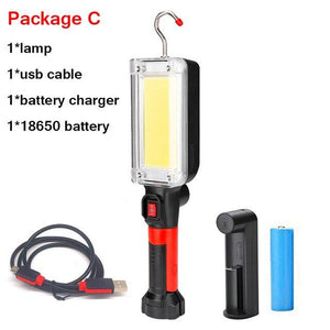 LED Work Lamp COB USB Rechargeable 7000 Lumen Handle Flashlight Hook Loop Magnet Portable Working Lantern Outdoor Glare Light