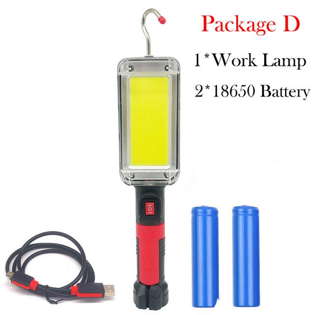 LED Work Lamp COB USB Rechargeable 7000 Lumen Handle Flashlight Hook Loop Magnet Portable Working Lantern Outdoor Glare Light