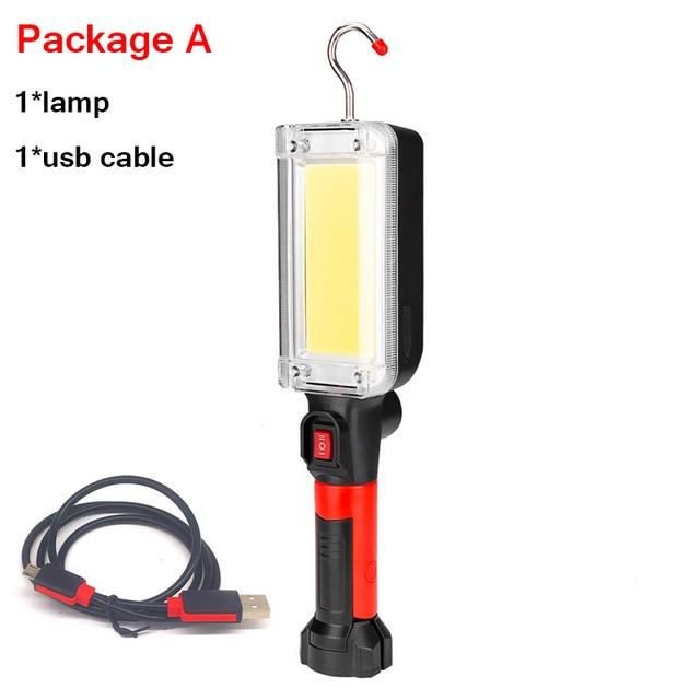 LED Work Lamp COB USB Rechargeable 7000 Lumen Handle Flashlight Hook Loop Magnet Portable Working Lantern Outdoor Glare Light