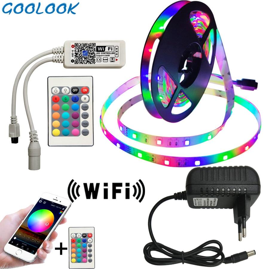 RGB LED Strip Light SMD 2835 DC12V 5M 10M Waterproof RGB Tape led Ribbon diode Flexible led Lamp IR WIFI Contoller+Adapter plug