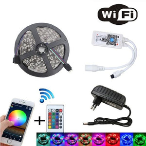 RGB LED Strip Light SMD 2835 DC12V 5M 10M Waterproof RGB Tape led Ribbon diode Flexible led Lamp IR WIFI Contoller+Adapter plug