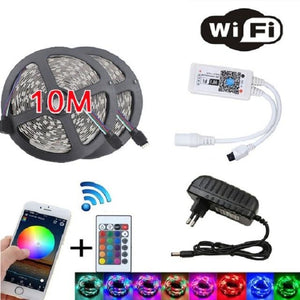 RGB LED Strip Light SMD 2835 DC12V 5M 10M Waterproof RGB Tape led Ribbon diode Flexible led Lamp IR WIFI Contoller+Adapter plug