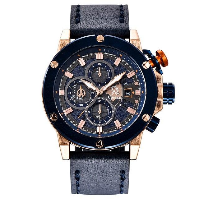 Leather Strap caesar Rose gold Quartz Chronograph Waterproof Sports Mens Watches Top Brand Luxury Wristwatch Male Watch Men 2020