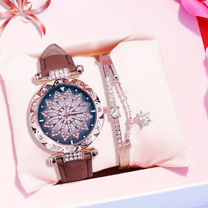 Luxury Women Watches Bracelet set Starry Sky Ladies Bracelet Watch Casual Leather Quartz watch Wristwatch Clock Relogio Feminino