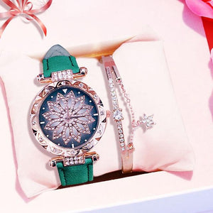 Luxury Women Watches Bracelet set Starry Sky Ladies Bracelet Watch Casual Leather Quartz watch Wristwatch Clock Relogio Feminino