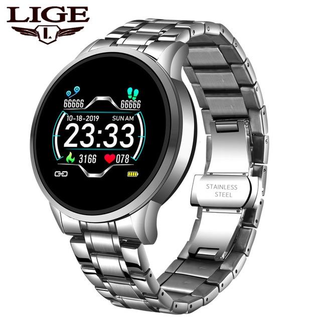 LIGE Fashion Sports Smart Watch Men Women Fitness tracker man Heart rate monitor Blood pressure function smartwatch For iPhone