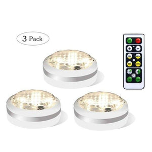 Under Cabinet Lights, 3Pcs LED Closet Lights Night Lights Battery Powered Cabinet Lighting Puck Light Timer Dimmable with Remote