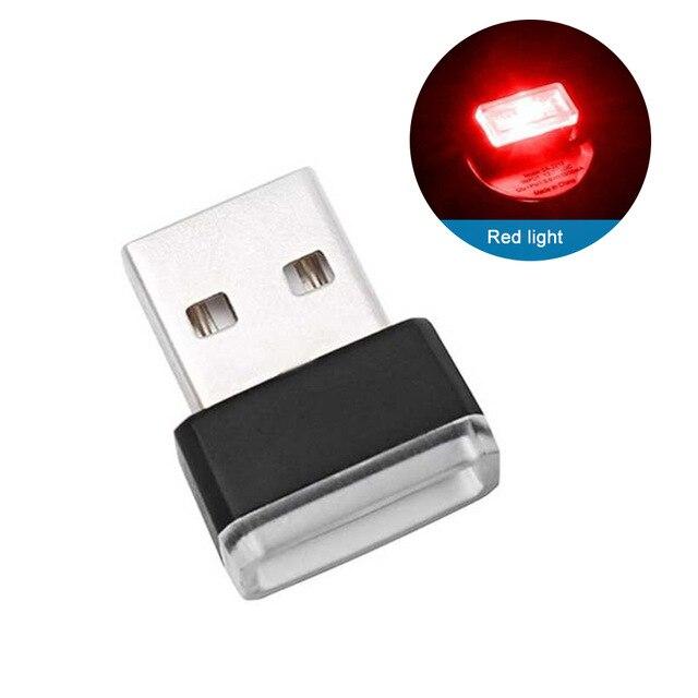 Mini LED Car Decorative Lamp USB Atmosphere Light Emergency Night Light Universal PC Portable Plug and Play Red/Blue/White