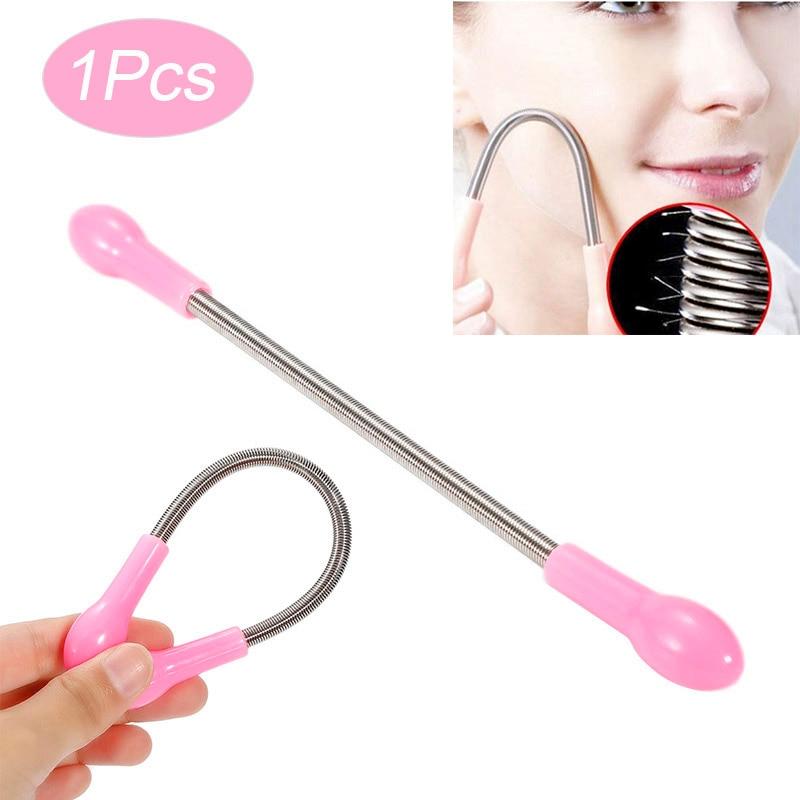 1pc Pink Spring Facial Hair Remover 19.2cm Stainless steel Epilator Stick Beauty Care Face Skin Smooth Hair Remove Tool